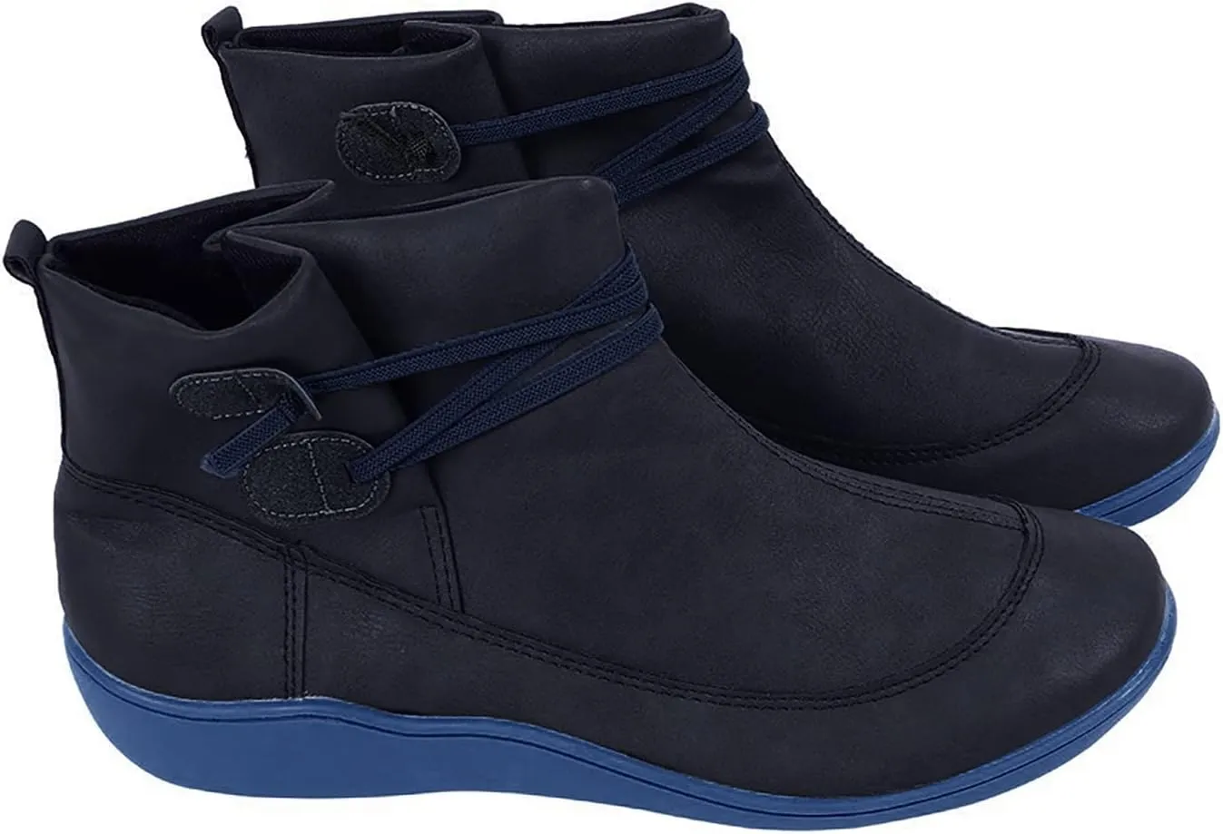 AMDBEL Ankle Boots for Women, Cowgirl Boots Women Slip On Loafers Chunky Block Heel Shoes Office Hollow-out Low Heel Booties