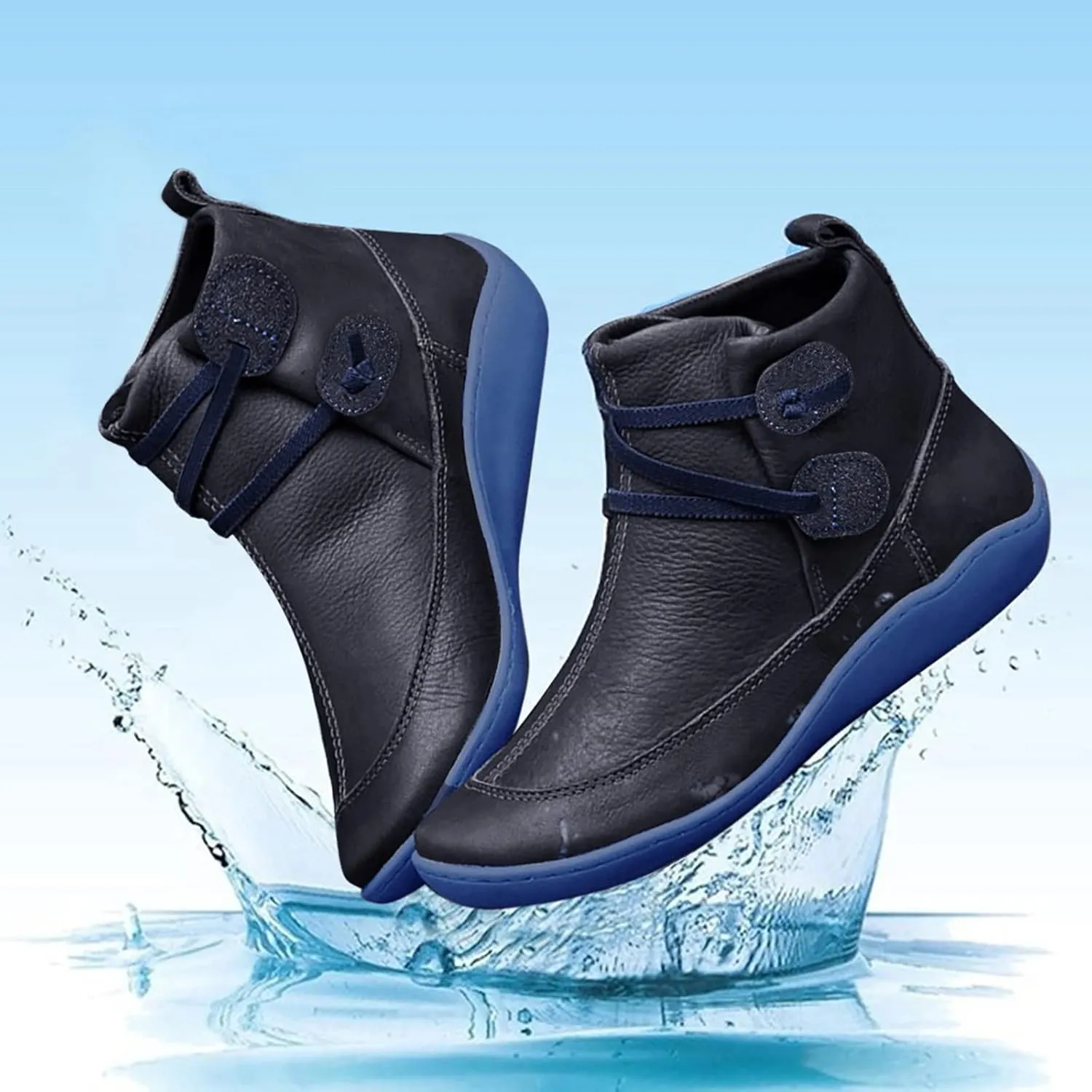 AMDBEL Ankle Boots for Women, Cowgirl Boots Women Slip On Loafers Chunky Block Heel Shoes Office Hollow-out Low Heel Booties