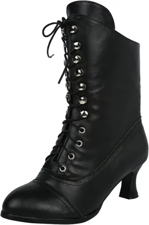 AMDBEL Fall Boots for Women 2023 Cowboy Boots,Vintage Knee High Boots Lace Up Boots Chunky Heels Retro Gothic Mid Calf Boots