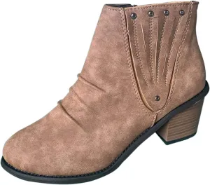 AMDBEL Fall Boots for Women 2024 Low Chunky Heel Zipper Booties Point Toe Short Boots Roman Dressy Fall Winter Shoes