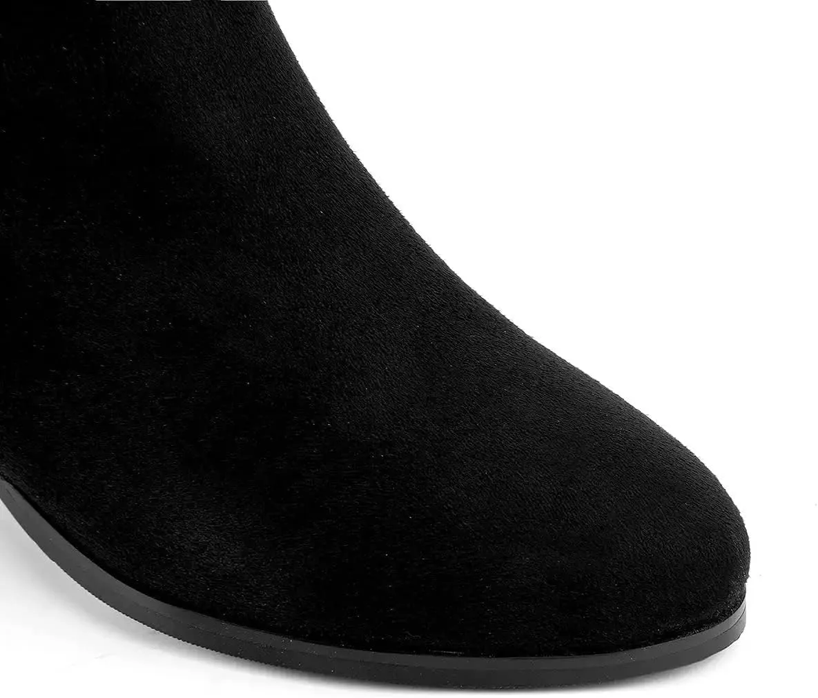 ANN CREEK Women's 'Orizea' Low Block Heel Beehive Patterned Straps Faux Suede Boots