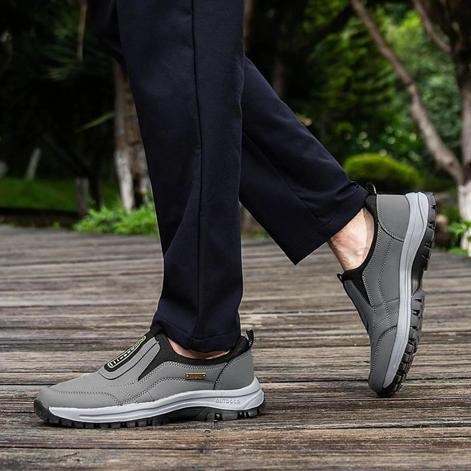 Athletic Fashion Sneakers for Men Comfortable Breathable Stretch Canvas Slip on Sneaker Memory Foam Hiking Shoes