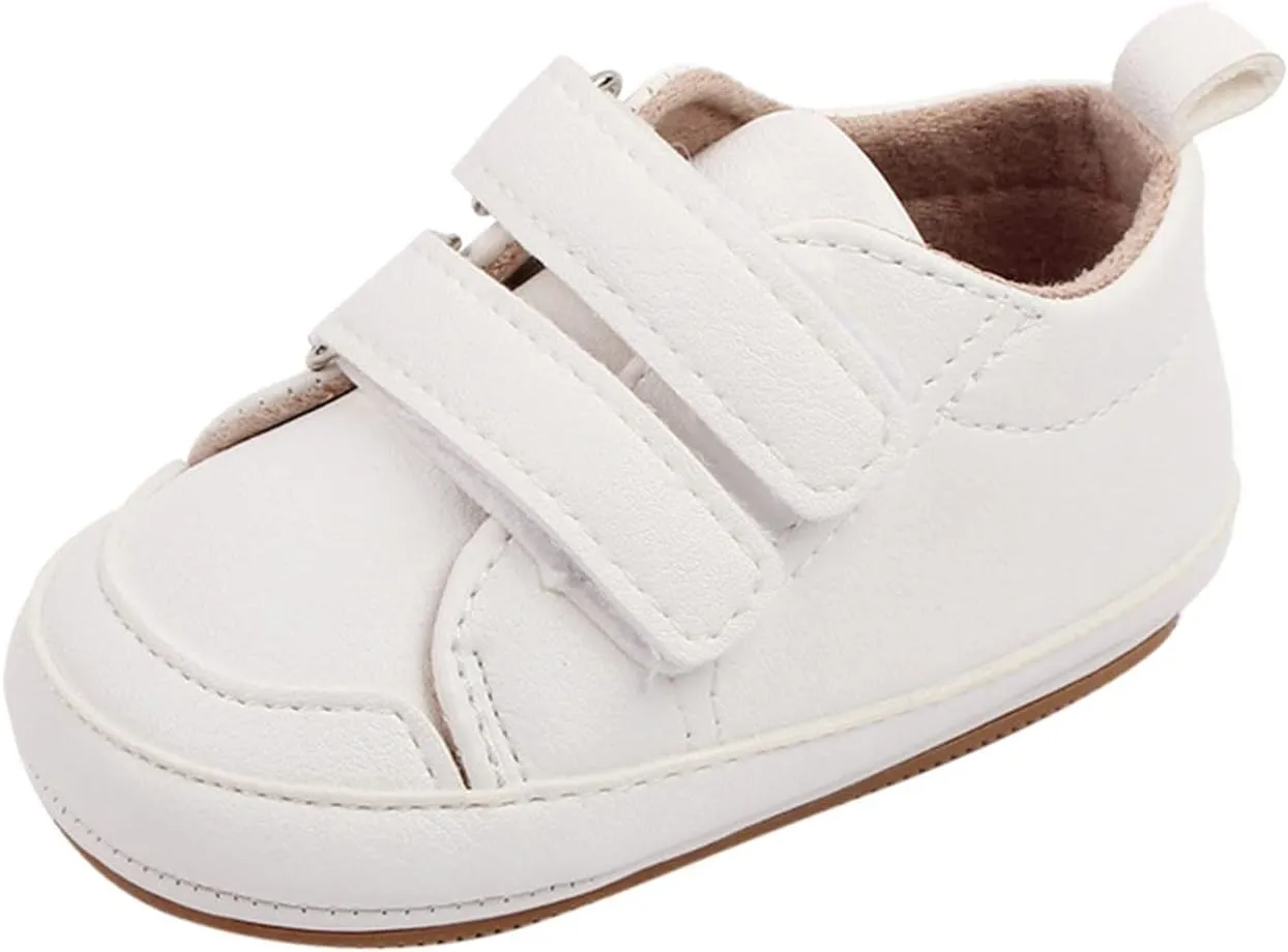 Baby Boys Girls Anti-Slip Sneakers Newborn Toddler Soft Slip On First Walking Leather Shoes for Outdoor Indoor