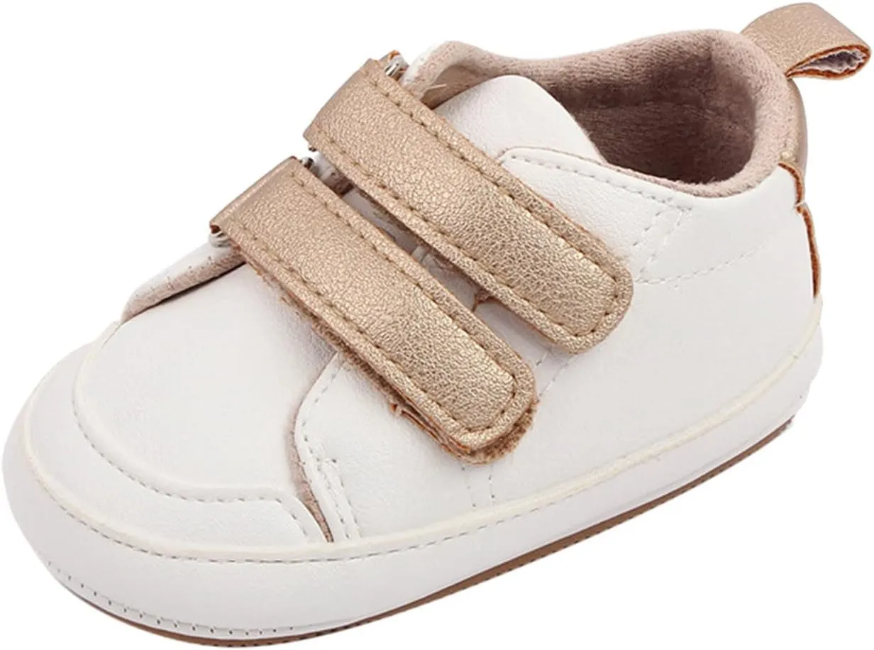 Baby Boys Girls Anti-Slip Sneakers Newborn Toddler Soft Slip On First Walking Leather Shoes for Outdoor Indoor