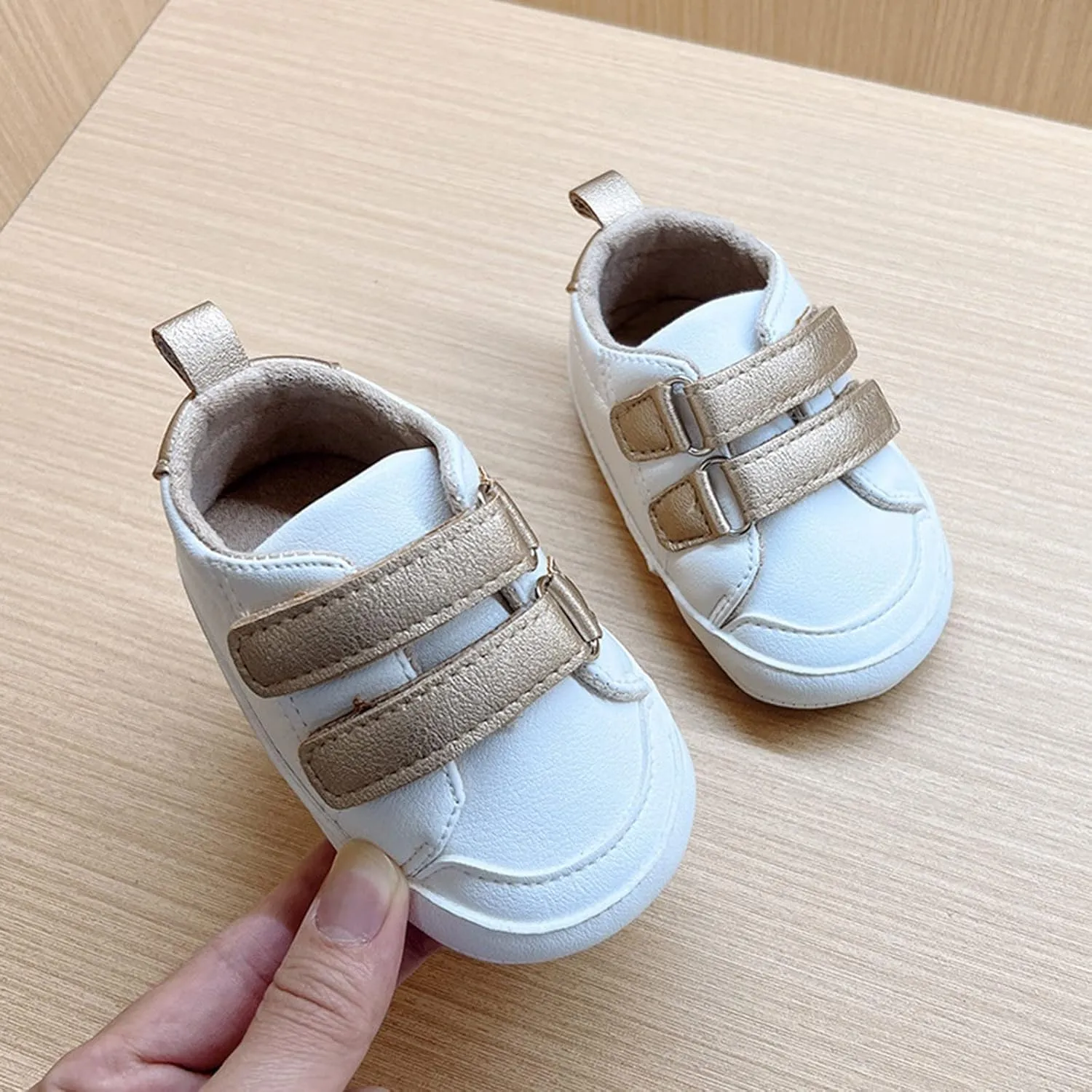 Baby Boys Girls Anti-Slip Sneakers Newborn Toddler Soft Slip On First Walking Leather Shoes for Outdoor Indoor