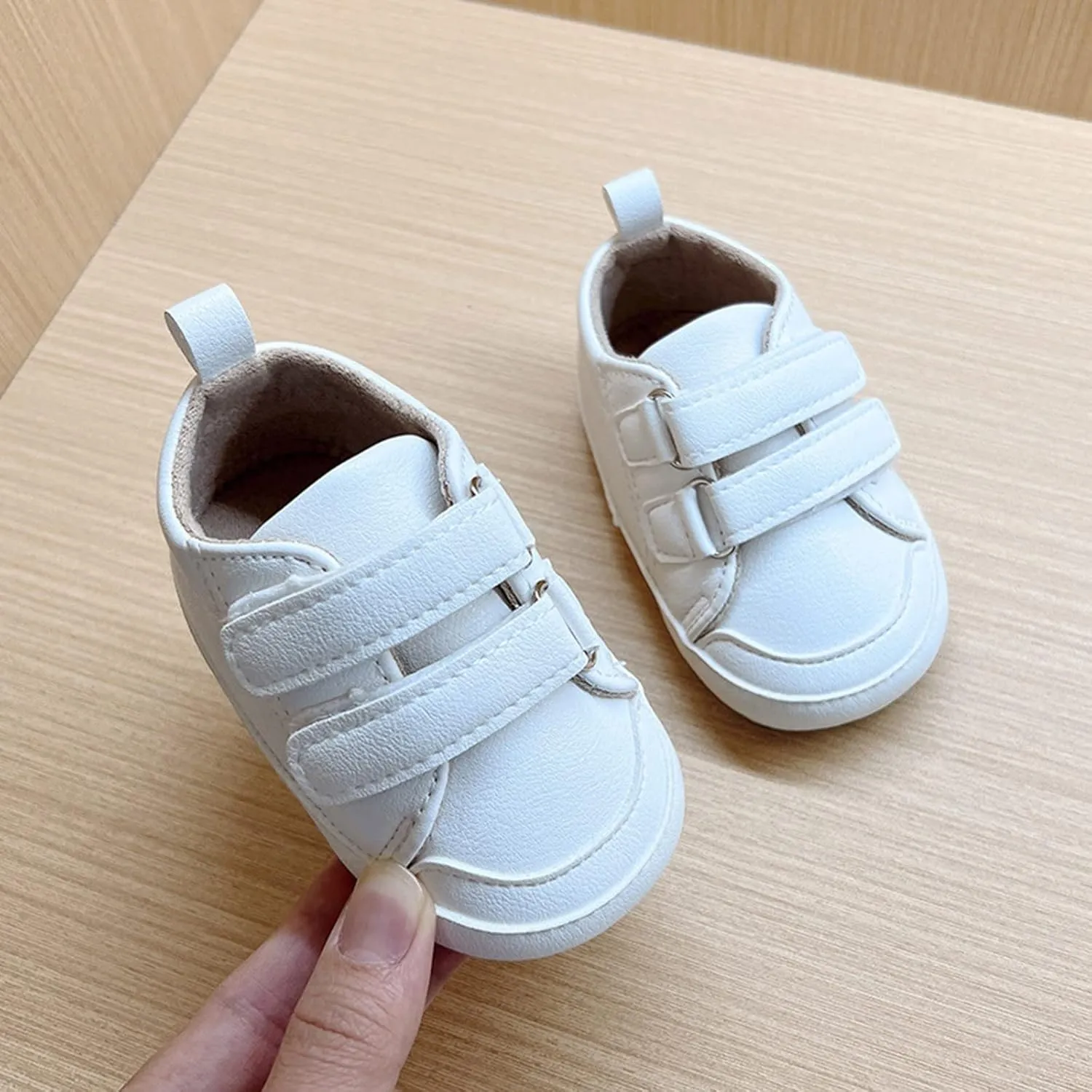 Baby Boys Girls Anti-Slip Sneakers Newborn Toddler Soft Slip On First Walking Leather Shoes for Outdoor Indoor