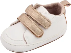 Baby Boys Girls Anti-Slip Sneakers Newborn Toddler Soft Slip On First Walking Leather Shoes for Outdoor Indoor