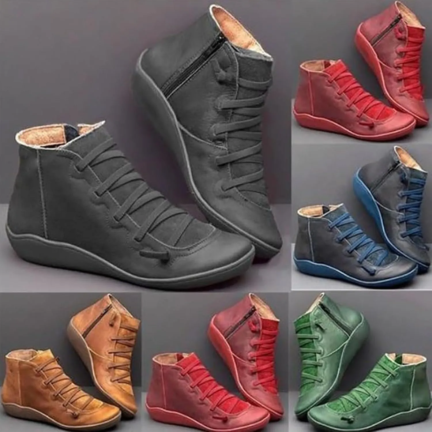 Brachom Womens Boot, Women's Vintage Casual Short Ankle Boots, Keilani Women's Vintage Ankle Boots