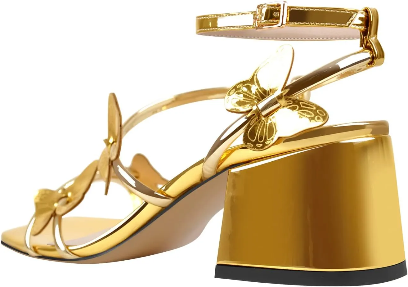 Chunky Heels for Women Square Toe Strappy Low Block Heeled Sandals