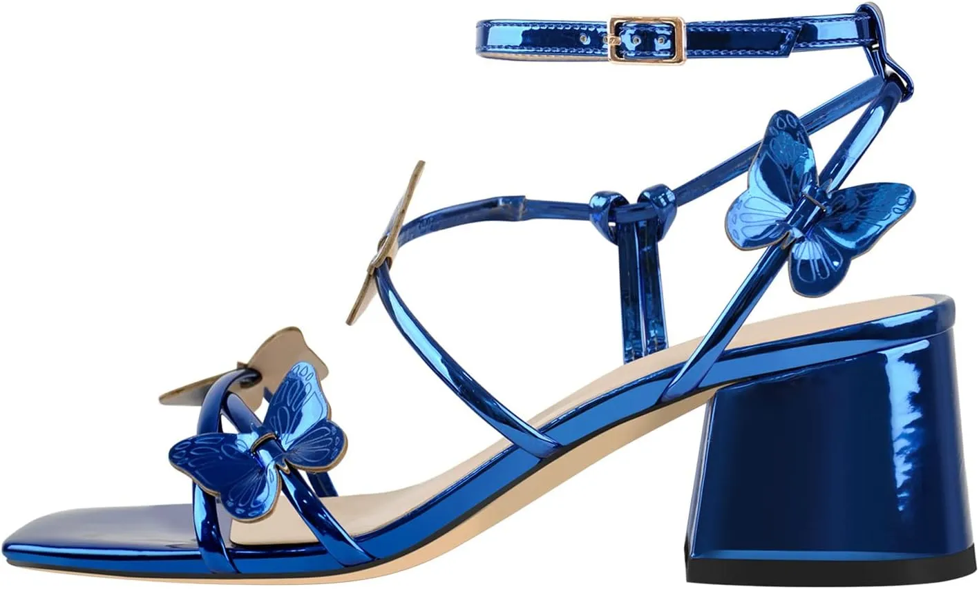 Chunky Heels for Women Square Toe Strappy Low Block Heeled Sandals