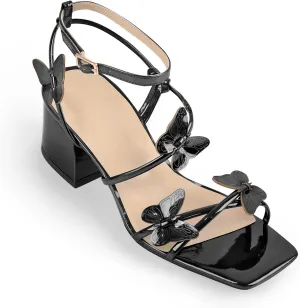 Chunky Heels for Women Square Toe Strappy Low Block Heeled Sandals