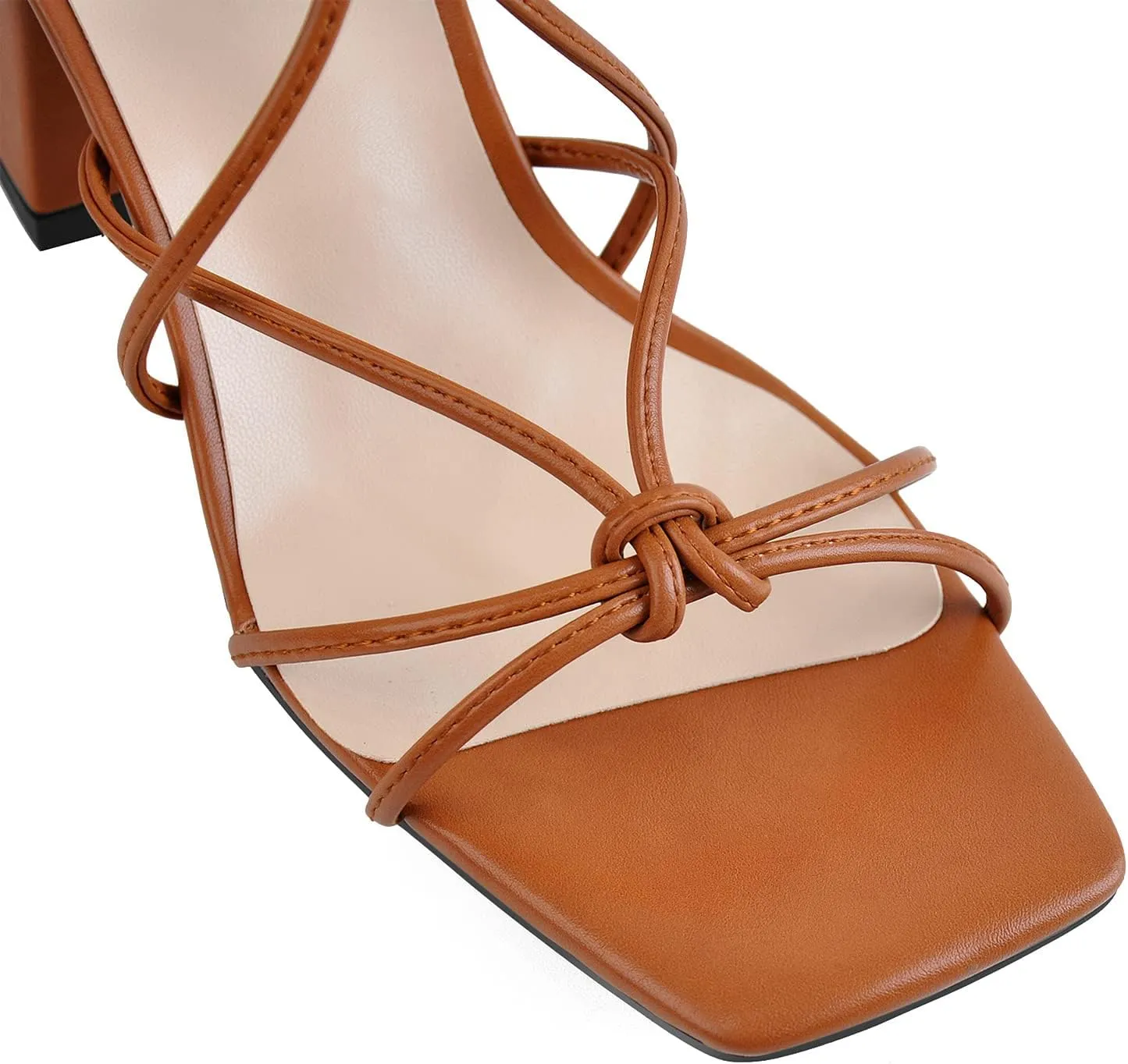 Chunky Heels for Women Square Toe Strappy Low Block Heeled Sandals