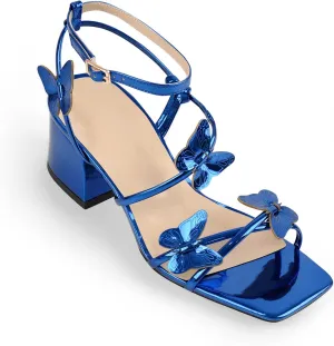 Chunky Heels for Women Square Toe Strappy Low Block Heeled Sandals