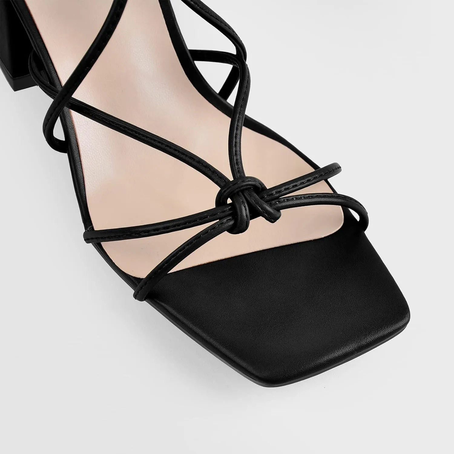 Chunky Heels for Women Square Toe Strappy Low Block Heeled Sandals