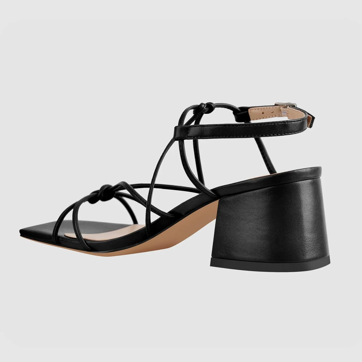Chunky Heels for Women Square Toe Strappy Low Block Heeled Sandals