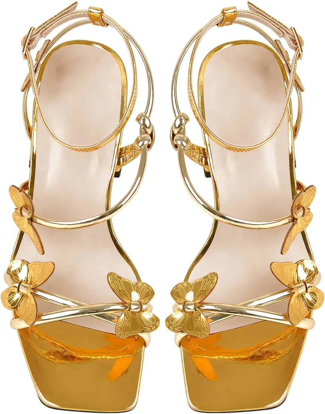 Chunky Heels for Women Square Toe Strappy Low Block Heeled Sandals