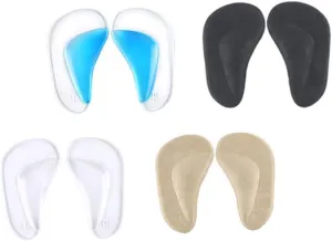 CLISPEED 4 Pairs Arch Support Gel Cushions for Shoes Pressure Relief Insoles for Durable Foot Arch Pads Relief for Walking Running and Standing