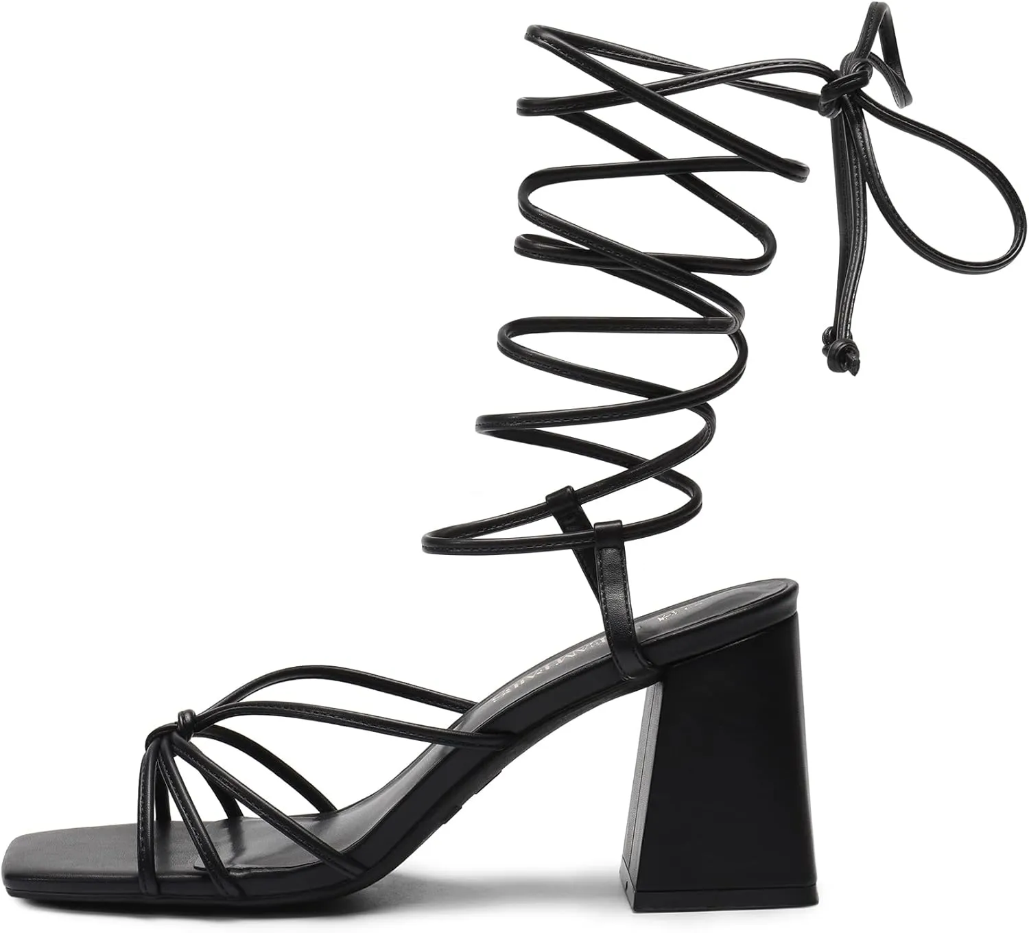 DREAM PAIRS Women's Lace Up Heels Strappy Block High Heel Square Open Toe Chunky Sandals for Party Travel Date