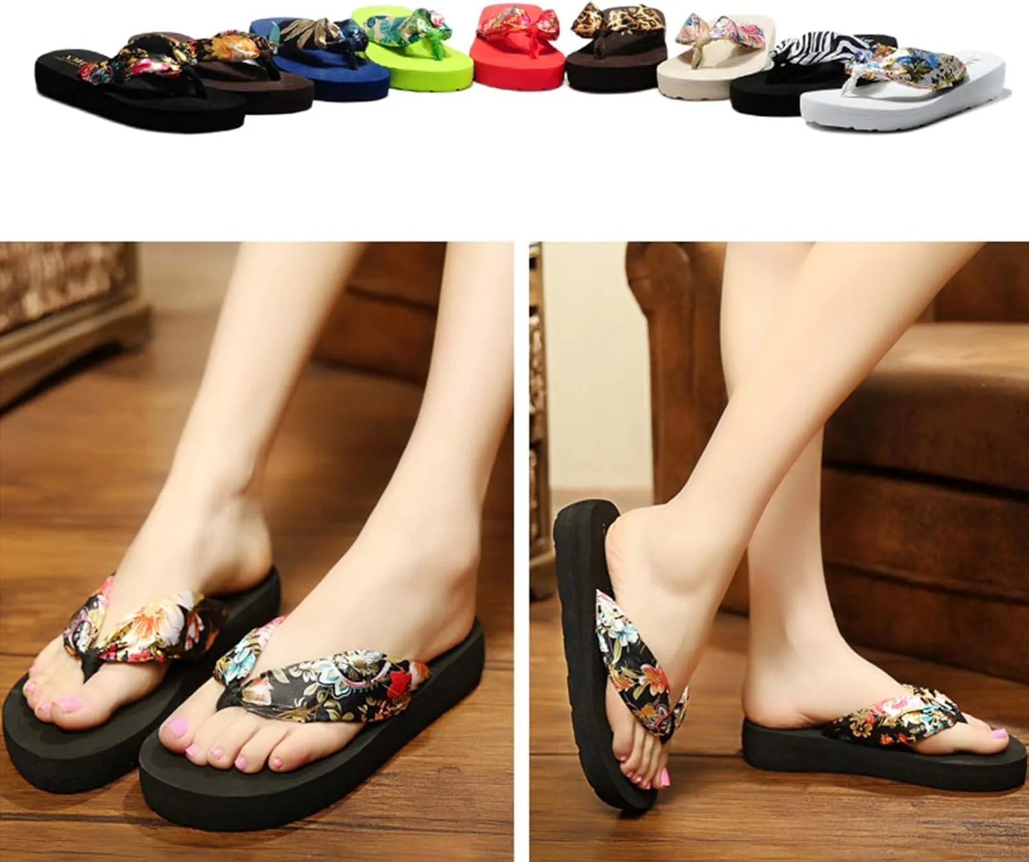 Eliogn Woman's Wedge Flip Flops Girls Summer Casual Thong Platform Sandals