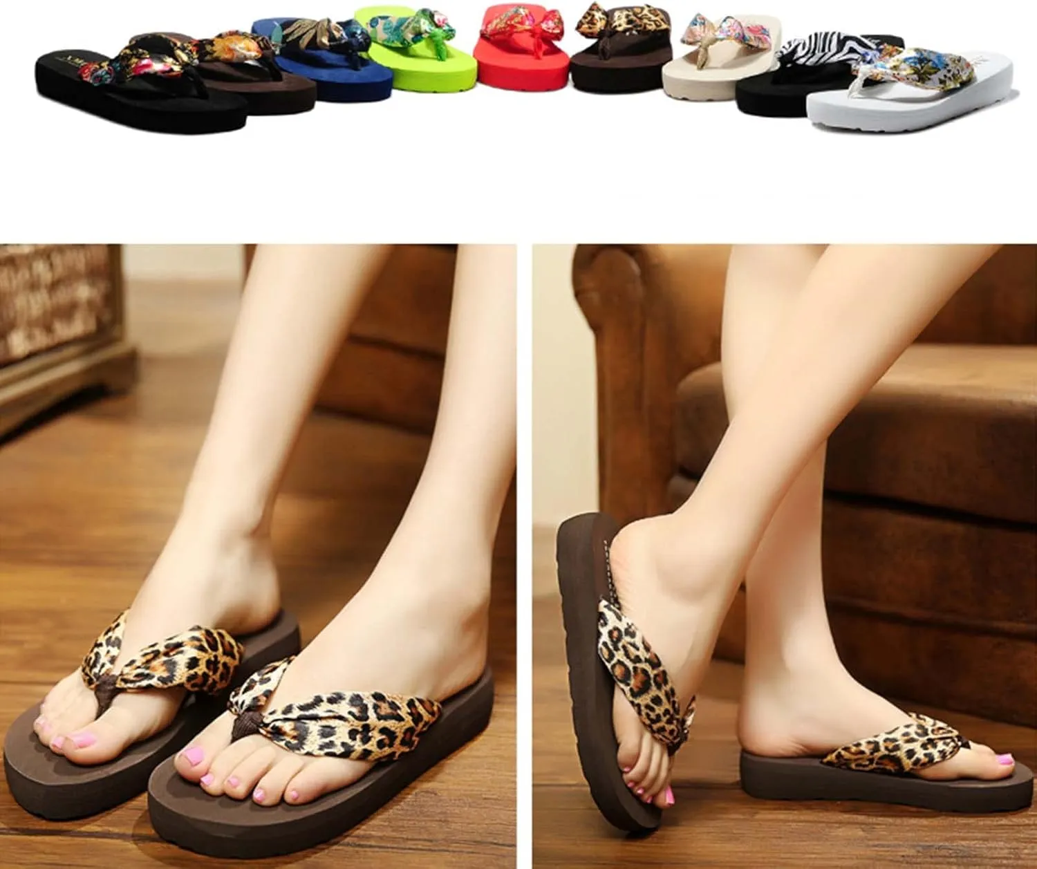 Eliogn Woman's Wedge Flip Flops Girls Summer Casual Thong Platform Sandals