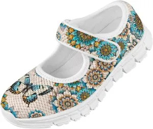 Girls Mary Jane Dress Shoes Casual Flats Shoes Mesh Sneaker for Walking Running Lightweight Sport Shoes,Little Girls Butterfly Shoes