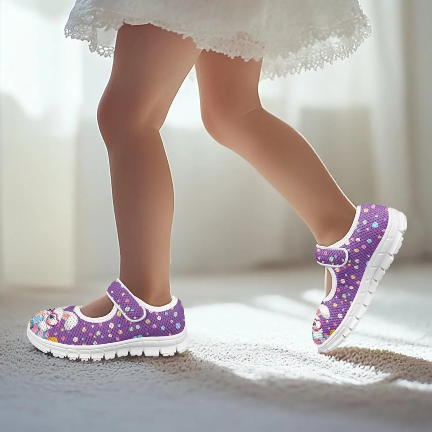 Girls Mary Jane Shoes School Uniform Shoes Little Girls Sneaker Slip-on Walking Shoes Mesh Breathable Casual Sport Shoes