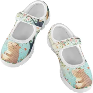 Girls Mary Jane Shoes School Uniform Shoes Little Girls Sneaker Slip-on Walking Shoes Mesh Breathable Casual Sport Shoes