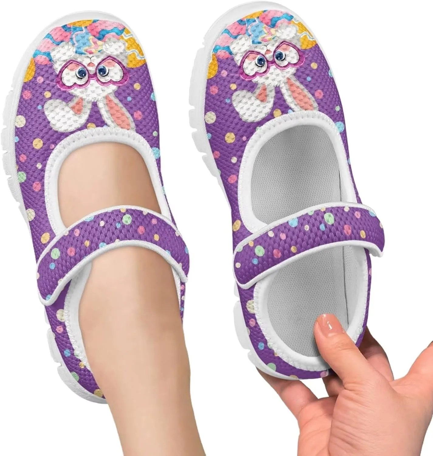 Girls Mary Jane Shoes School Uniform Shoes Little Girls Sneaker Slip-on Walking Shoes Mesh Breathable Casual Sport Shoes