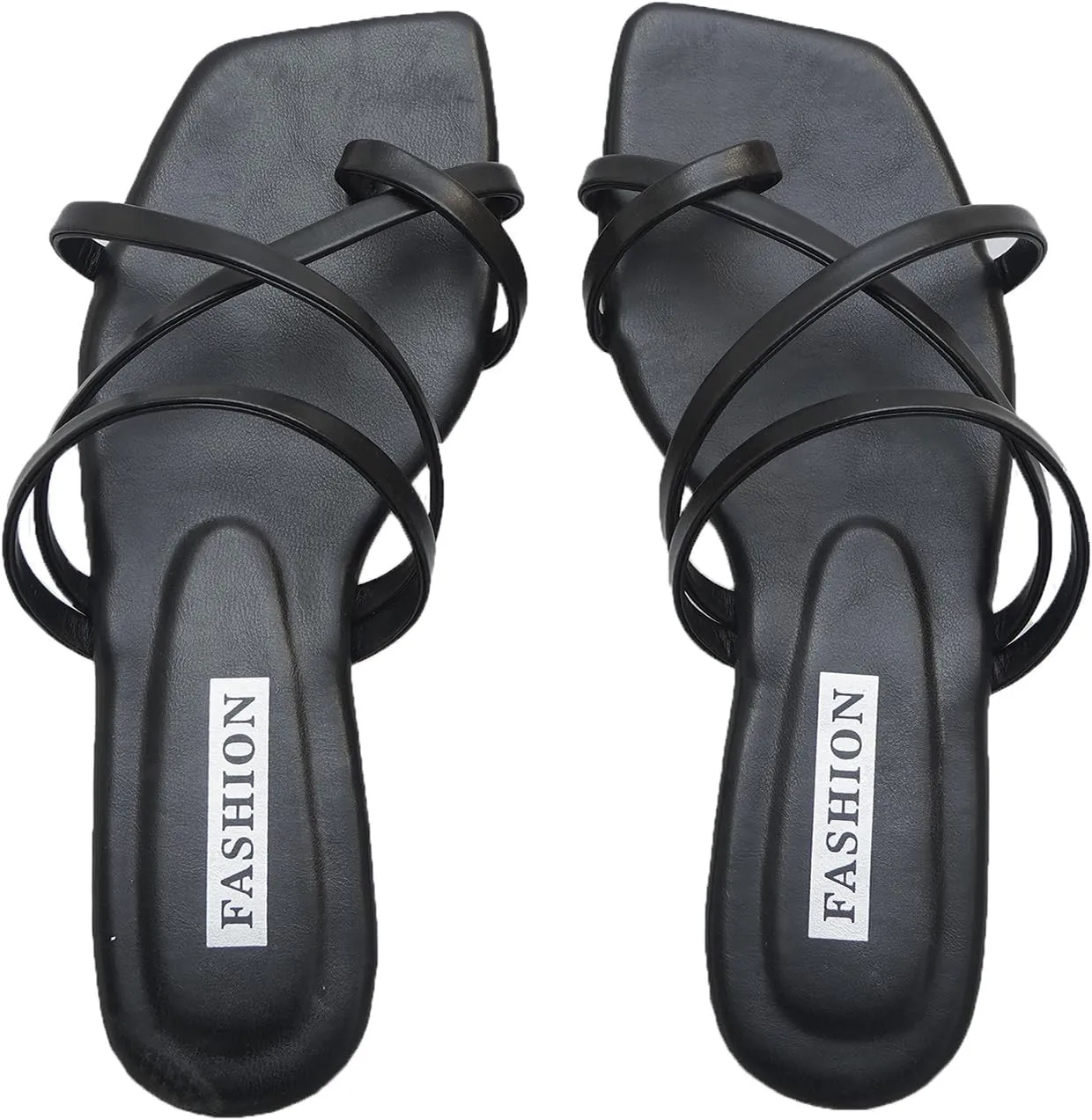 GORGLITTER Women's Cute Strappy Sandals Flat Sandals Toe Ring Summer Slide Sandal Slip on Flip Flops