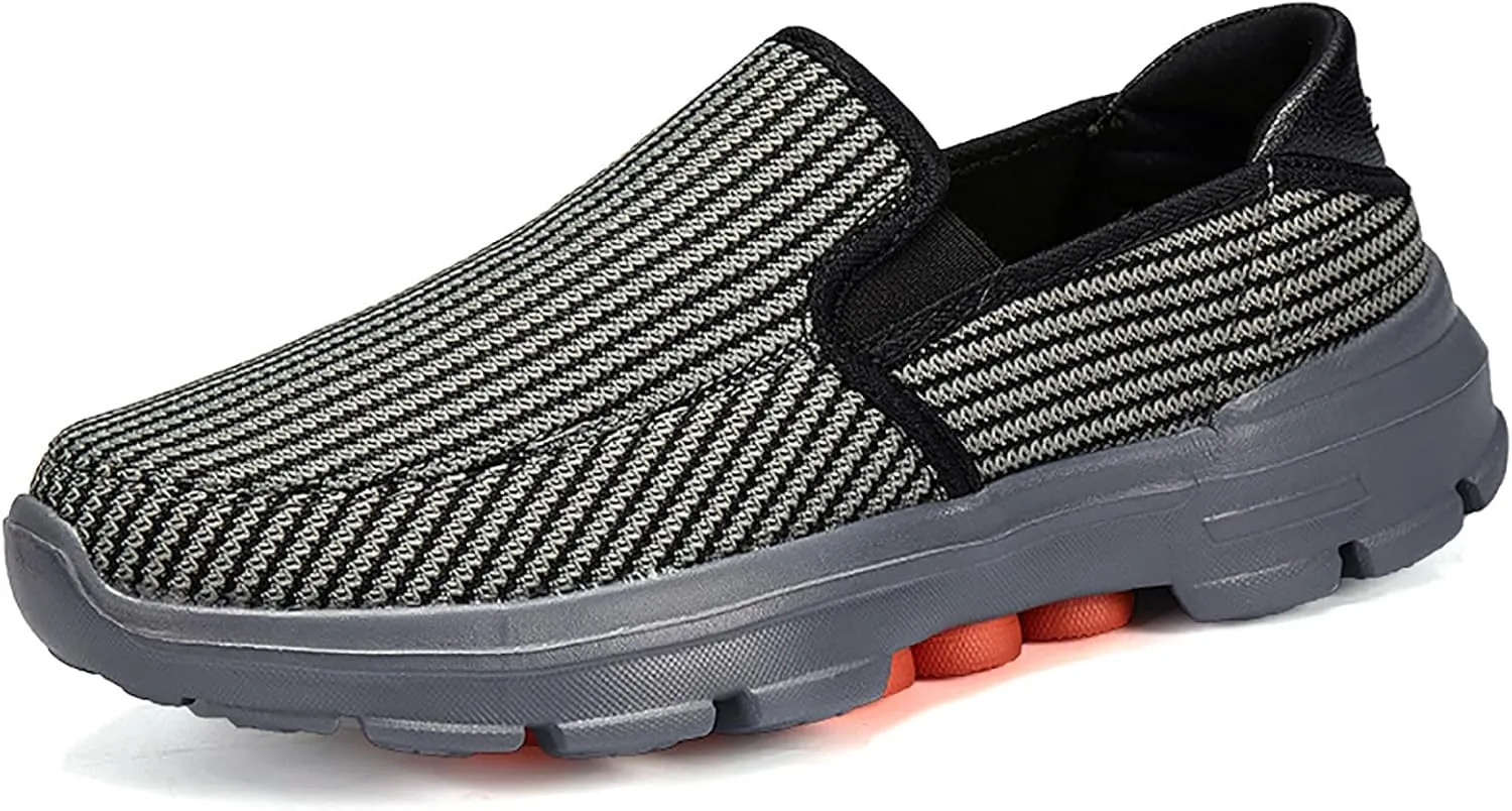 Helenbra Men's Knitted Breathable Orthopedic Flats Loafers,Casual Outdoor Non-Slip Comfortable Slip-on Platform Hiking Walking Working Sneaker