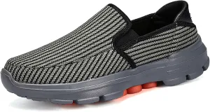 Helenbra Men's Knitted Breathable Orthopedic Flats Loafers,Casual Outdoor Non-Slip Comfortable Slip-on Platform Hiking Walking Working Sneaker
