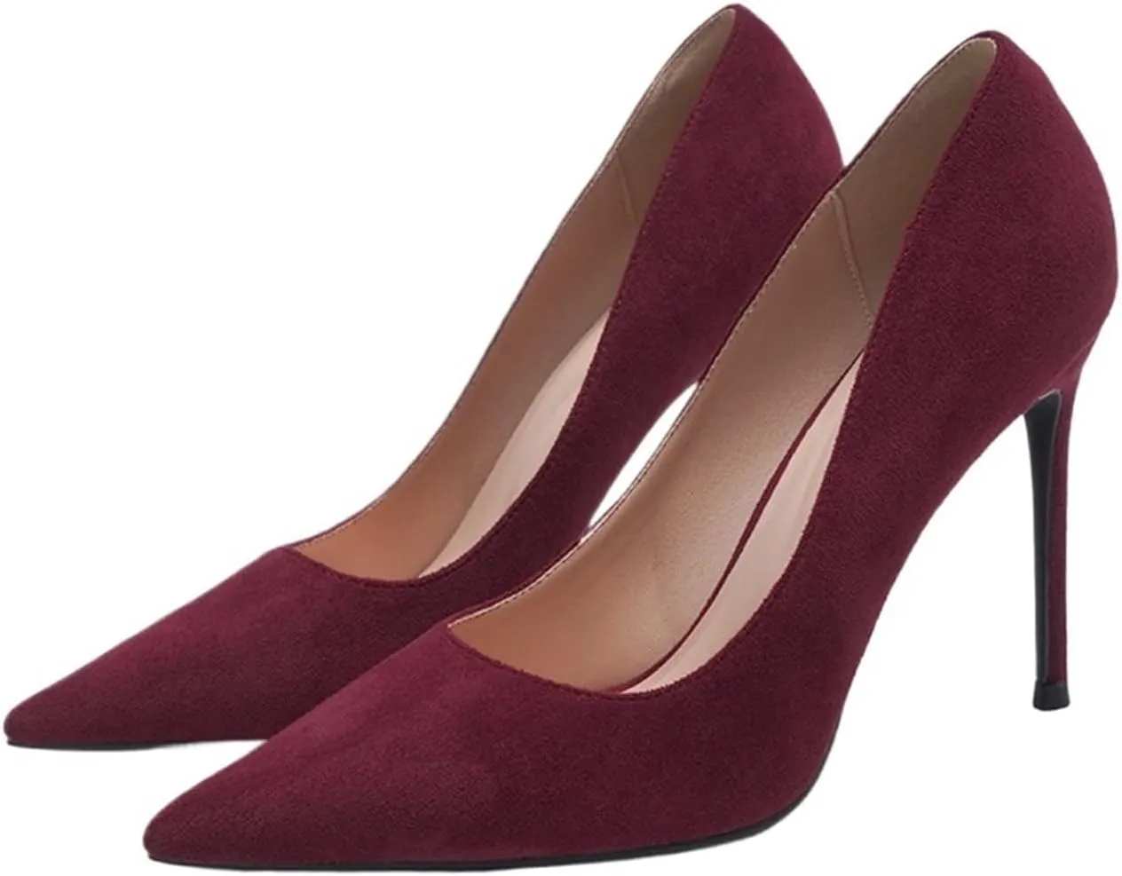 High Heels Suede Comfortable Work Shoes for Women, Stiletto Pointed Toe Shallow high Heels, Commuting All-Match Single Shoes