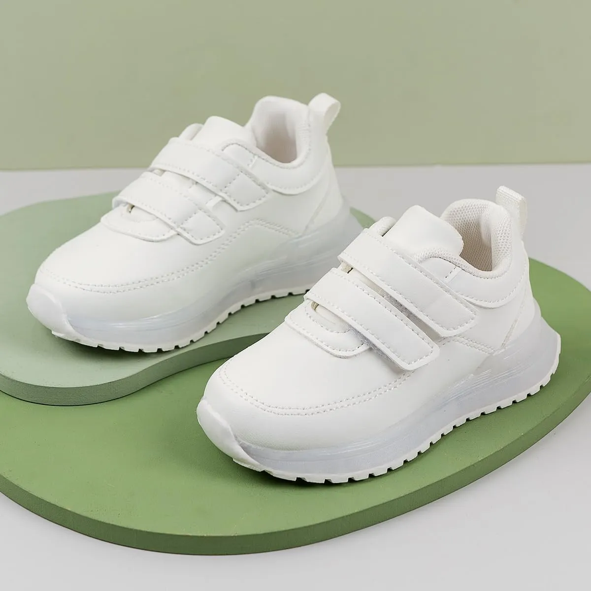 Kids White Sneakers for Boys and Girls with Hook and Loop Closure - Lightweight Non-Slip Athletic Shoes for School, Running, Walking, Casual Wear