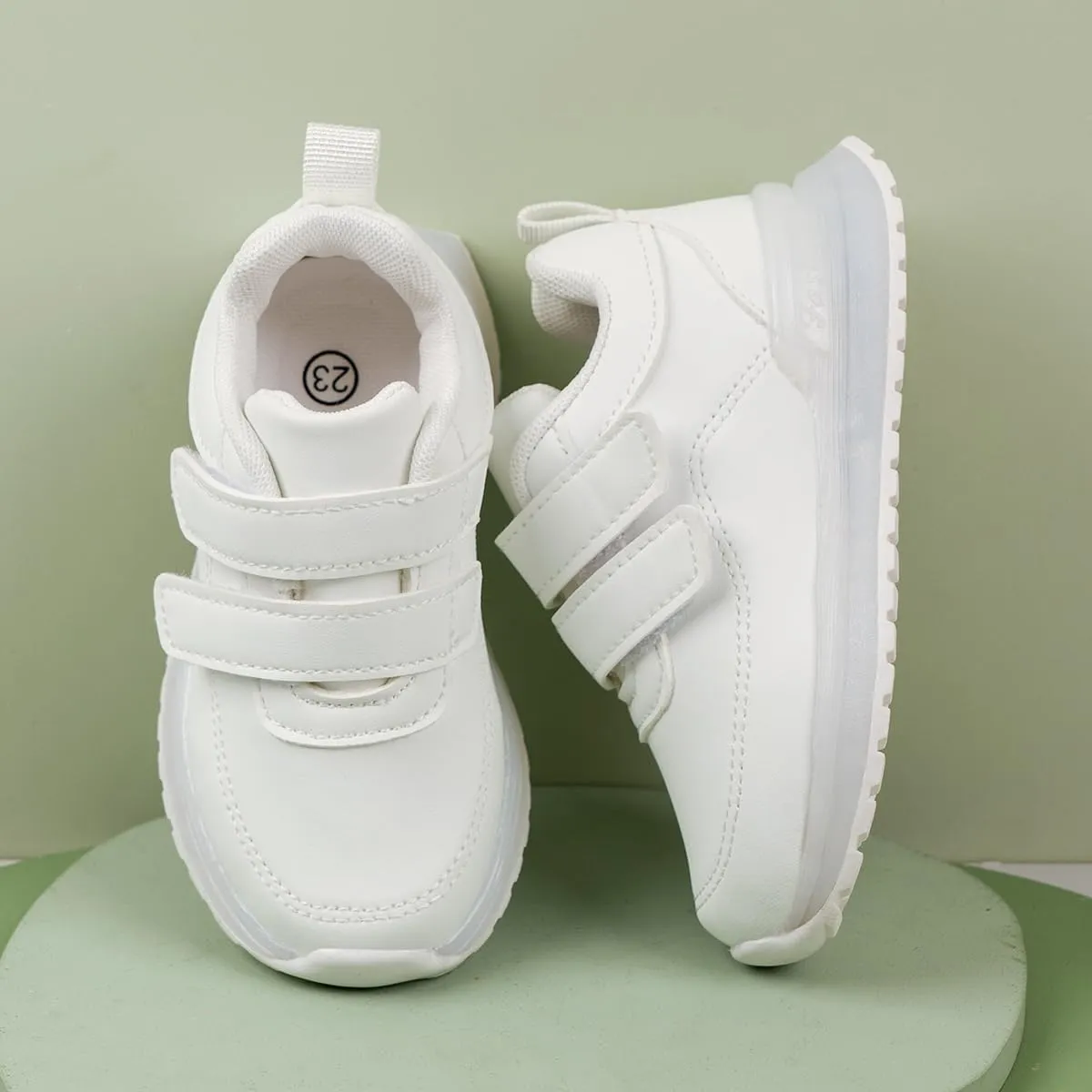 Kids White Sneakers for Boys and Girls with Hook and Loop Closure - Lightweight Non-Slip Athletic Shoes for School, Running, Walking, Casual Wear