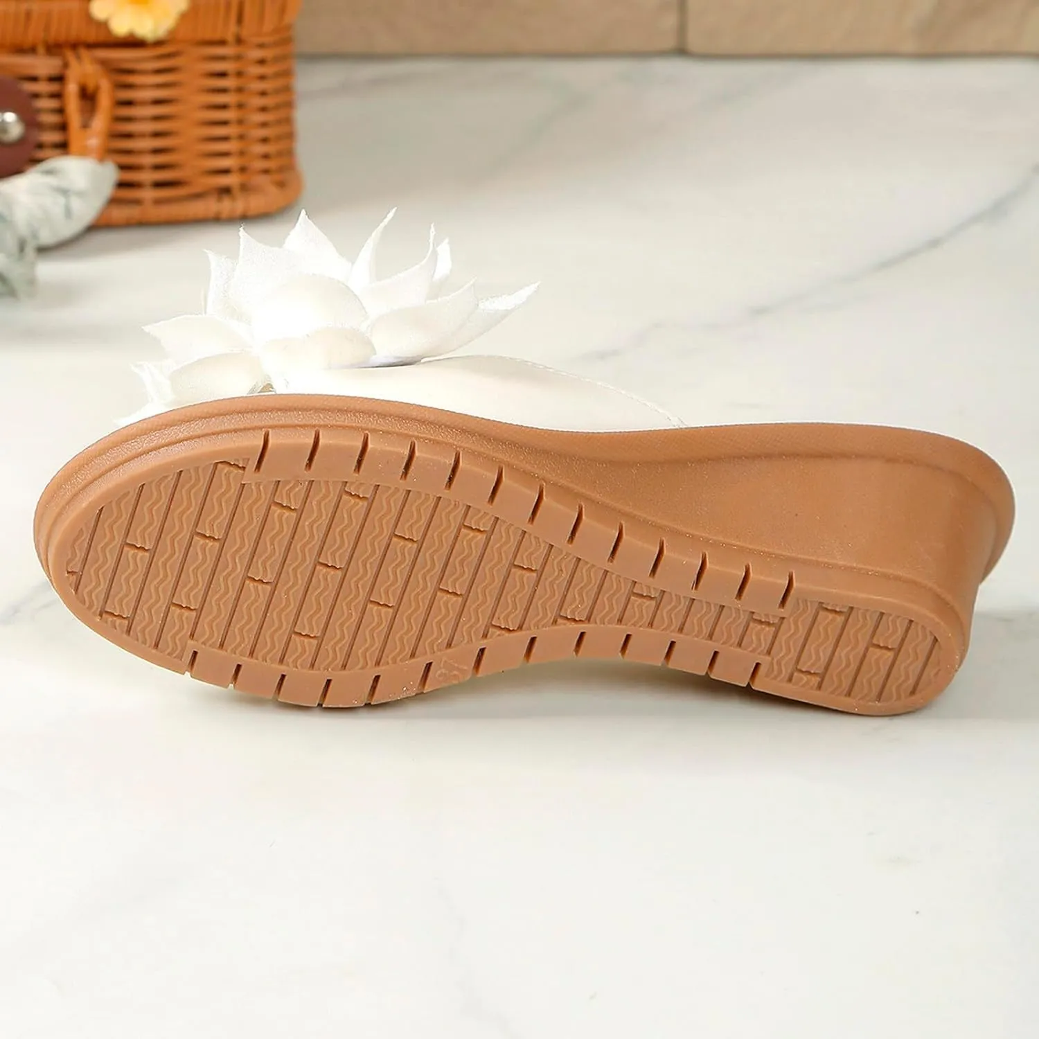 Ladies Flower Sandal Slippers Summer Slope Heel Fish Mouth Women's Casual Roman High Heel Women Beach Sandals Sexy