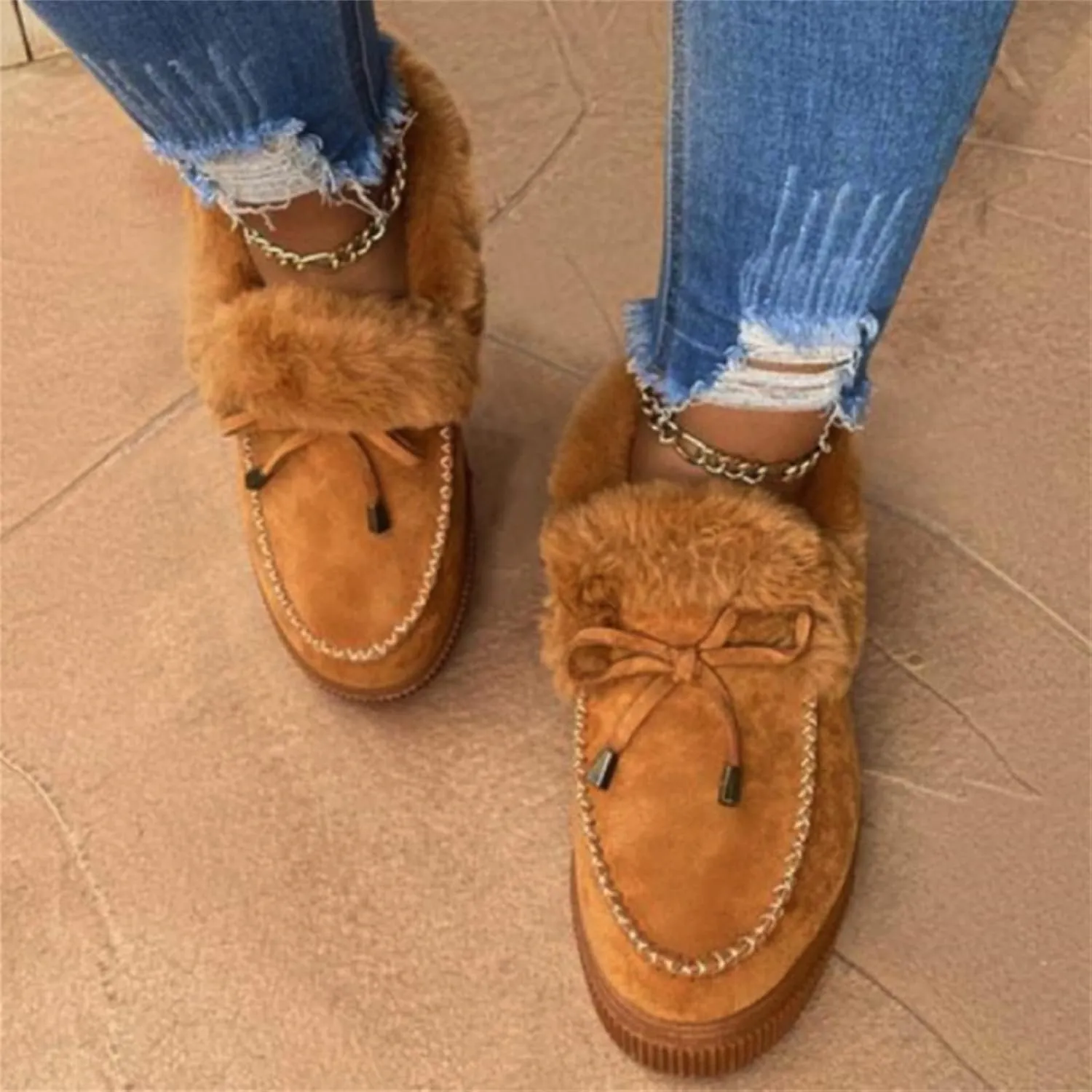 Ladmiple Snow Boots For Women Wide Width Winter Boots Lace Up Fur Lined Lightweight Cold Weather Warm Ankle Booties
