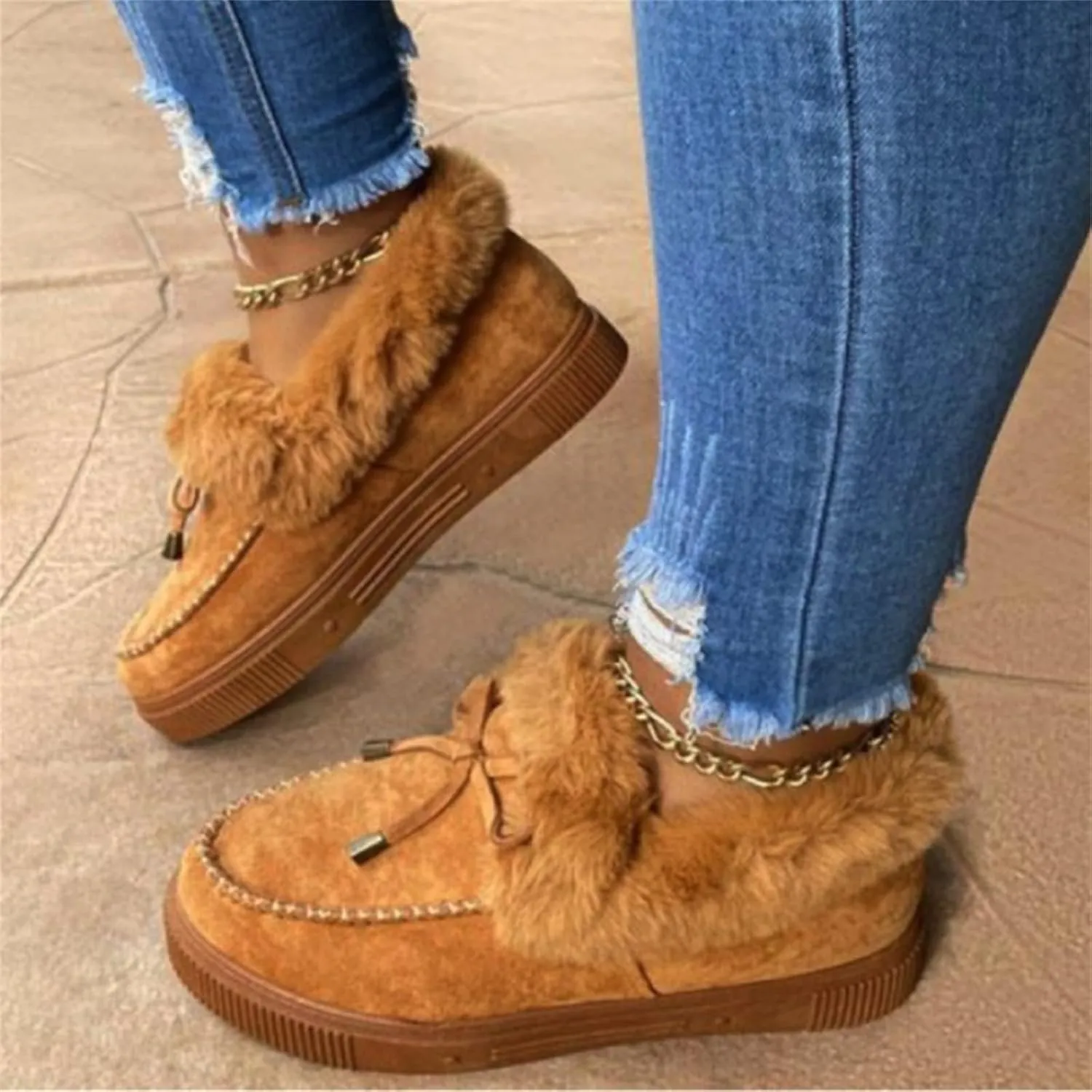 Ladmiple Snow Boots For Women Wide Width Winter Boots Lace Up Fur Lined Lightweight Cold Weather Warm Ankle Booties