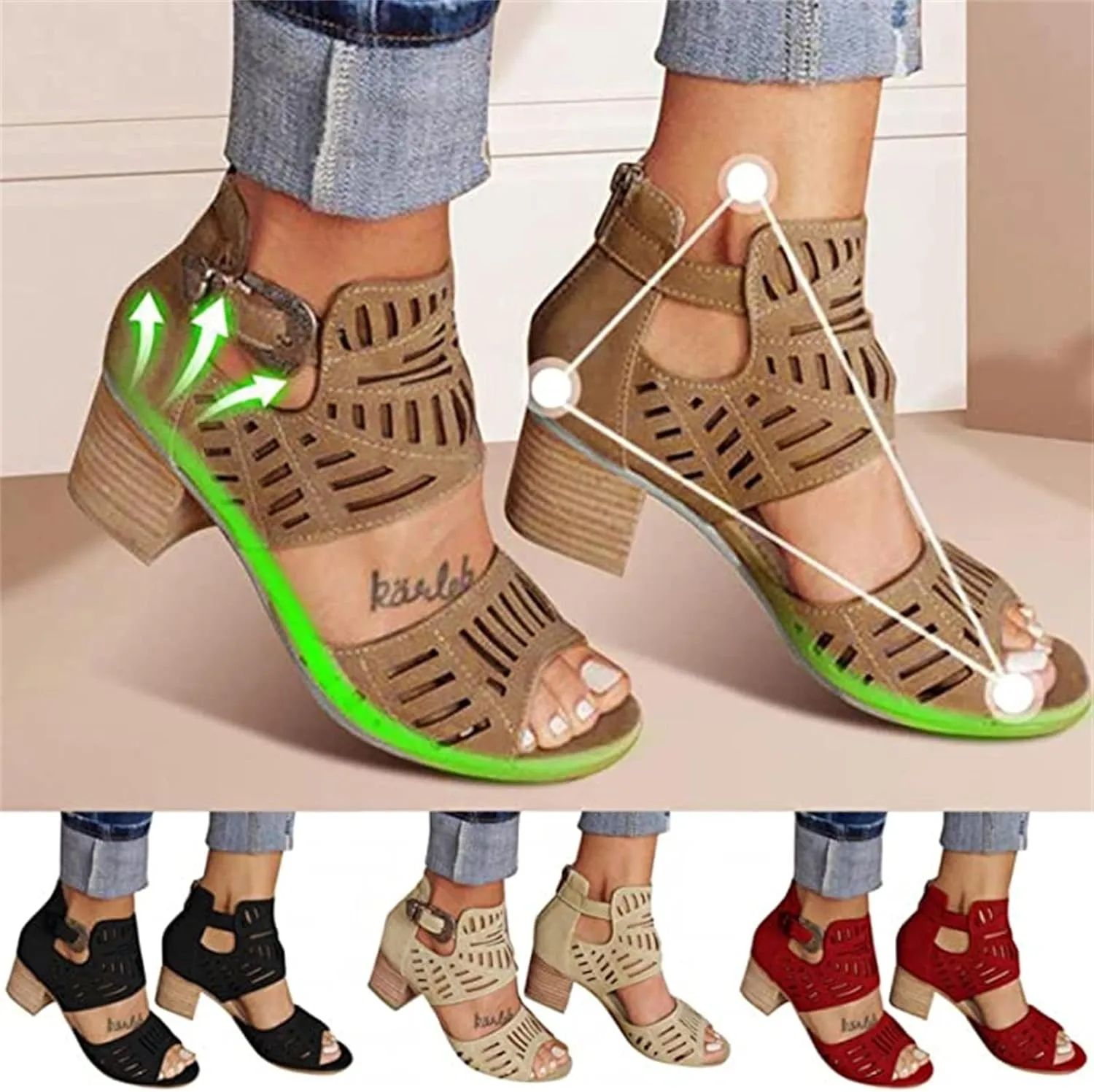 Ladmiple Summer Sandals for Women 2023 Comfy Platform Cutout Wedge Sandal Open Toe Ankle Strap High Heeled Wedges Shoes
