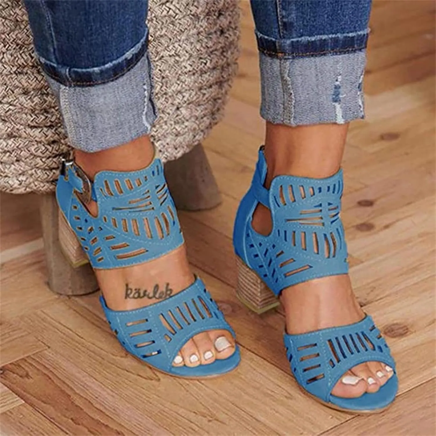 Ladmiple Summer Sandals for Women 2023 Comfy Platform Cutout Wedge Sandal Open Toe Ankle Strap High Heeled Wedges Shoes