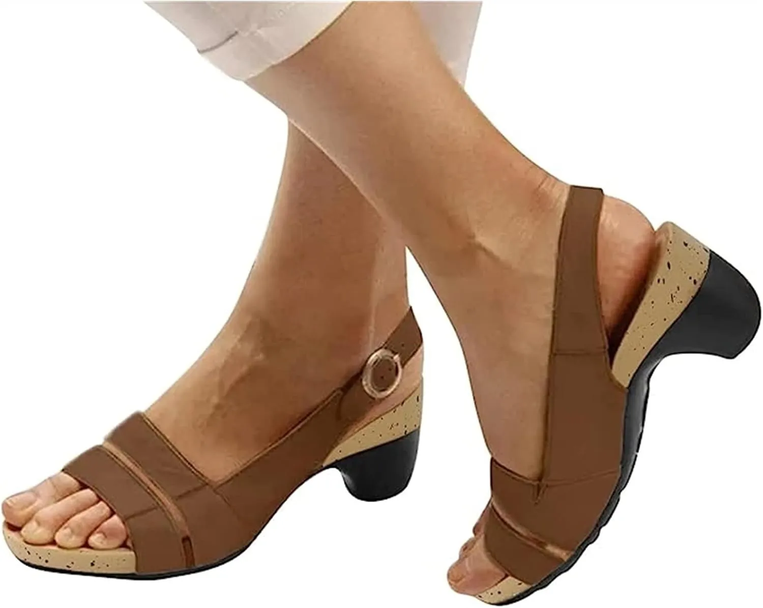 Ladmiple Summer Sandals for Women 2023 Comfy Platform Cutout Wedge Sandal Open Toe Ankle Strap High Heeled Wedges Shoes