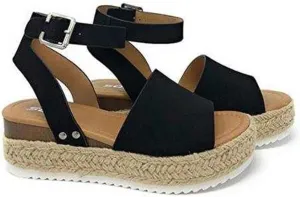 Ladmiple Wedge Sandals for Women Dressy Casual Summer Ankle Strap Open Toe High Heel Platform Slip on Espadrilles Sandal