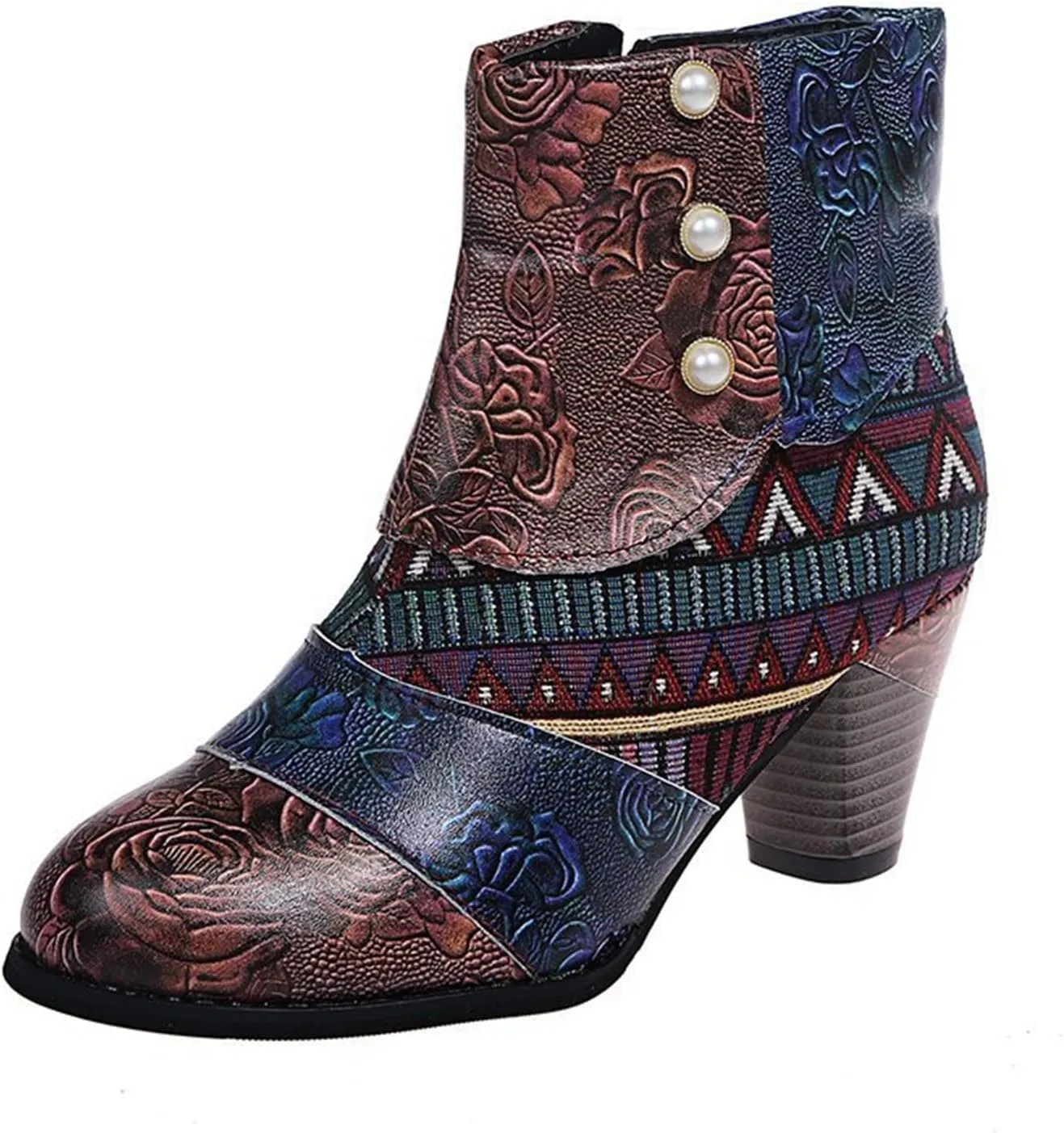 Lausiuoe Ankle Boots For Women Low Heel Dressy Cowgirl Cowboy Western Short Booties Wide Width Side Zipper Booties