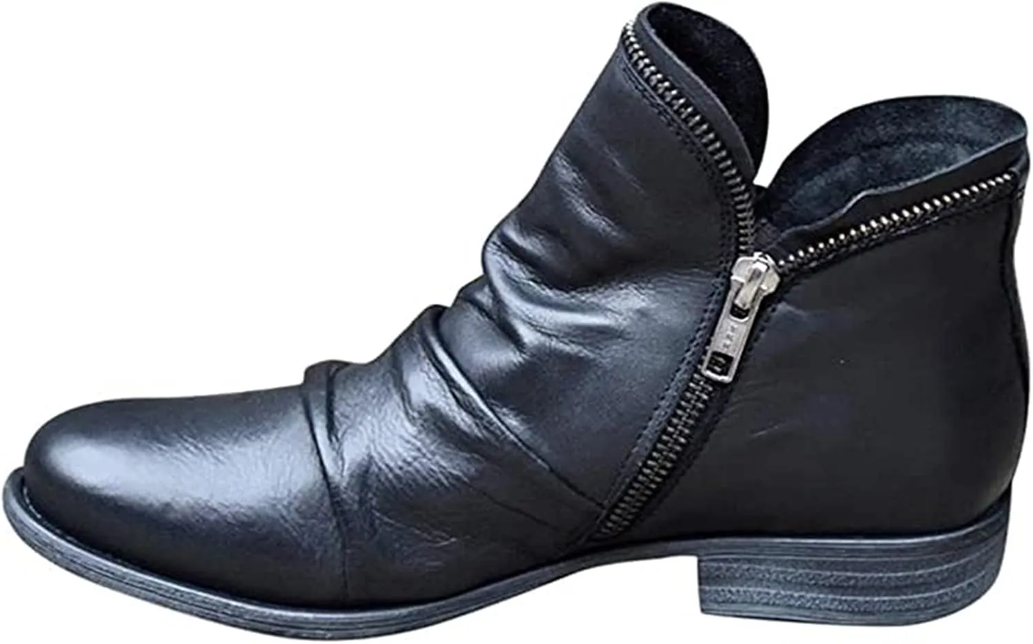 Lausiuoe Boots For Women Ankle Booties Low Heel Casual Dressy Chunky Platform Block Combat Boots Slip on Cutout Booties