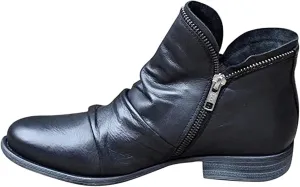Lausiuoe Boots For Women Ankle Booties Low Heel Casual Dressy Chunky Platform Block Combat Boots Slip on Cutout Booties