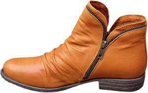 Lausiuoe Boots For Women Ankle Booties Low Heel Casual Dressy Chunky Platform Block Combat Boots Slip on Cutout Booties