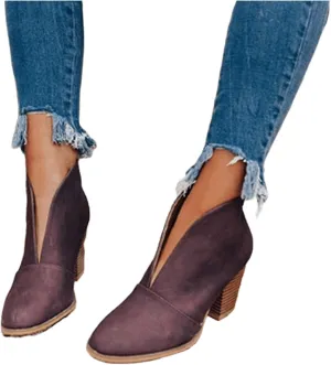 Lausiuoe Boots For Women Ankle Booties Low Heel Platform Slip on Cutout Chunky Block Casual Dressy Fashion Combat Boots