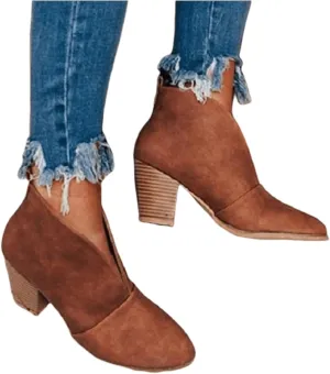 Lausiuoe Boots For Women Ankle Booties Low Heel Platform Slip on Cutout Chunky Block Casual Dressy Fashion Combat Boots
