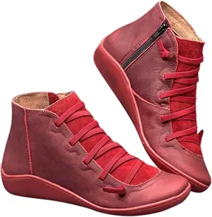 Lausiuoe Boots For Women Ankle Booties Sexy Low Heels Fashion Short Boots Side Zipper Western Casual Dressy Flat Boots