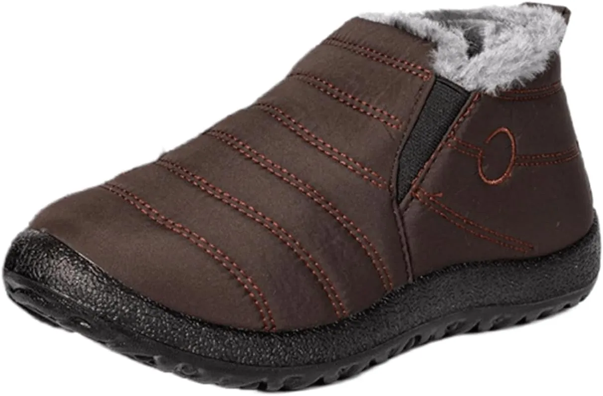Lausiuoe Snow Boots For Women Waterproof Insulated Wide Width Warm Ankle Booties Slip On Outdoor Fur Lined Winter Shoes