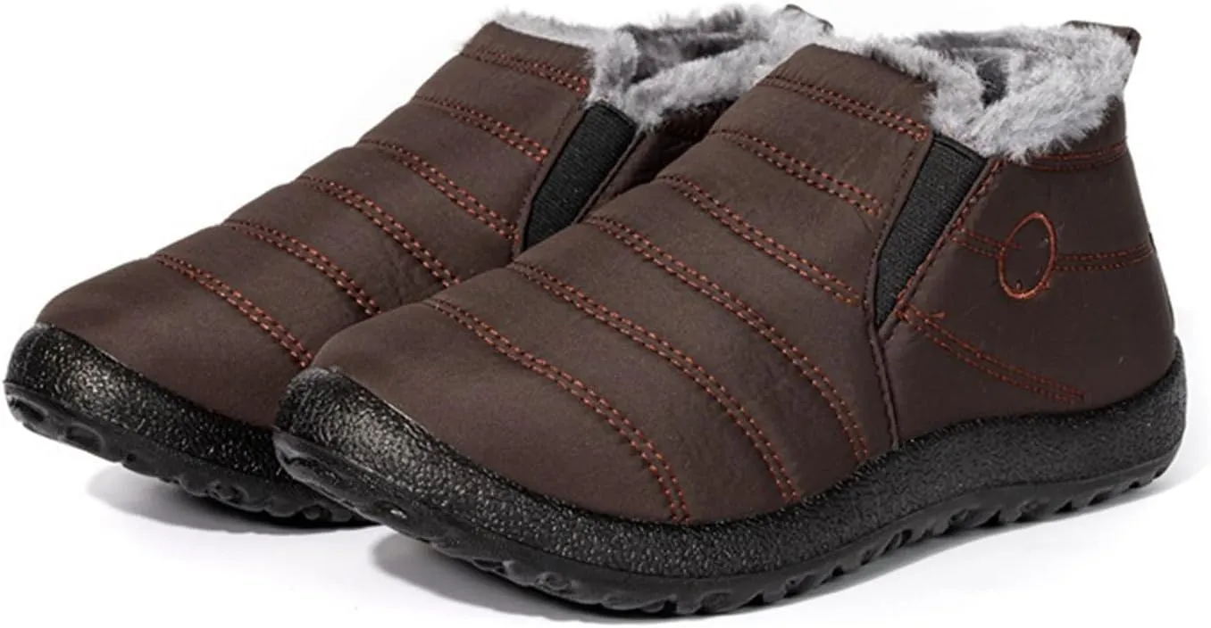 Lausiuoe Snow Boots For Women Waterproof Insulated Wide Width Warm Ankle Booties Slip On Outdoor Fur Lined Winter Shoes